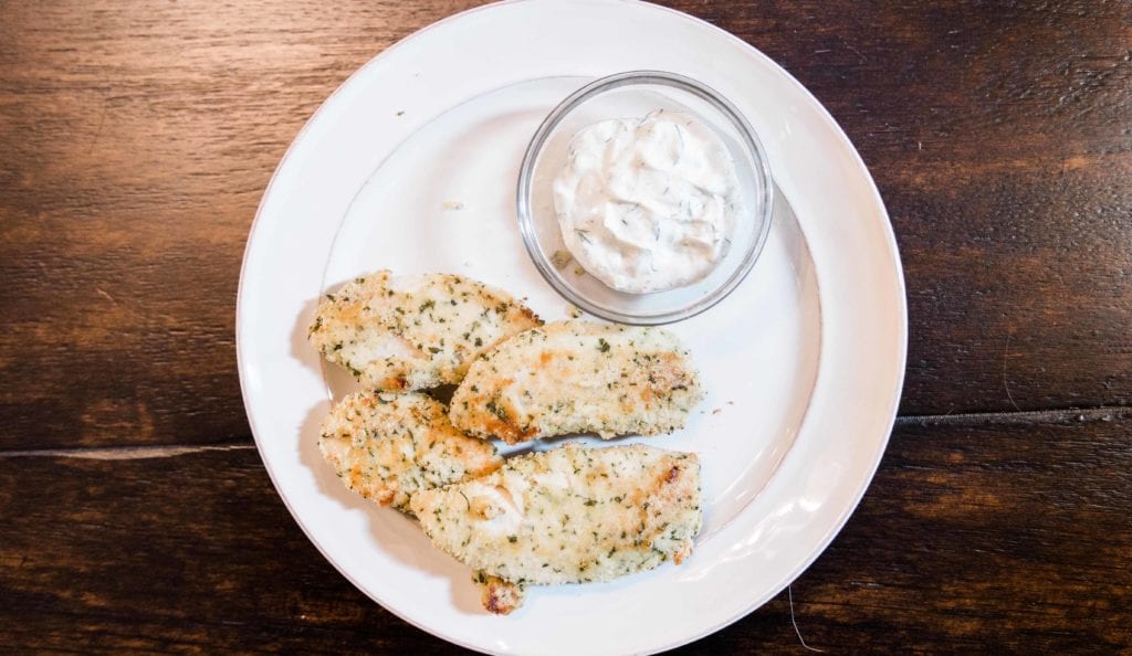 Healthy Baked Chicken Tenders + Greek Yogurt Rank Dressing Burn Boot Camp